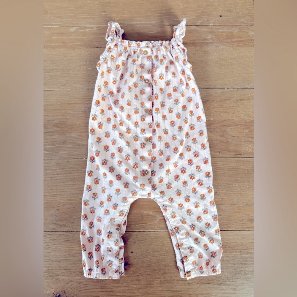 Carter's Floral Baby Romper with Pink and Yellow Accents